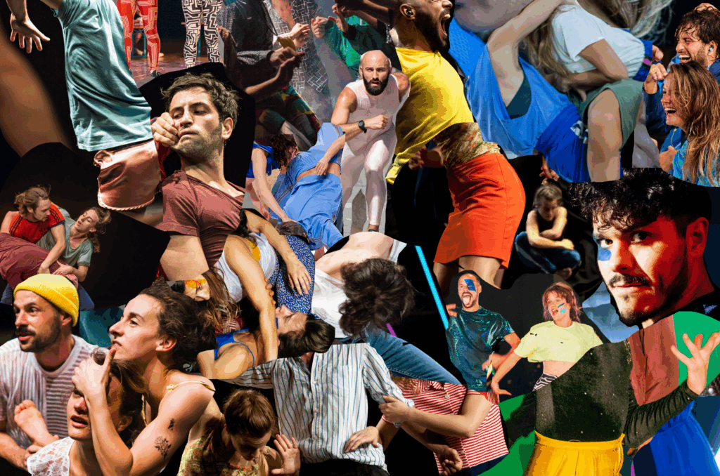 Collage de plusieurs photos issues des spectacles du collectif ès.